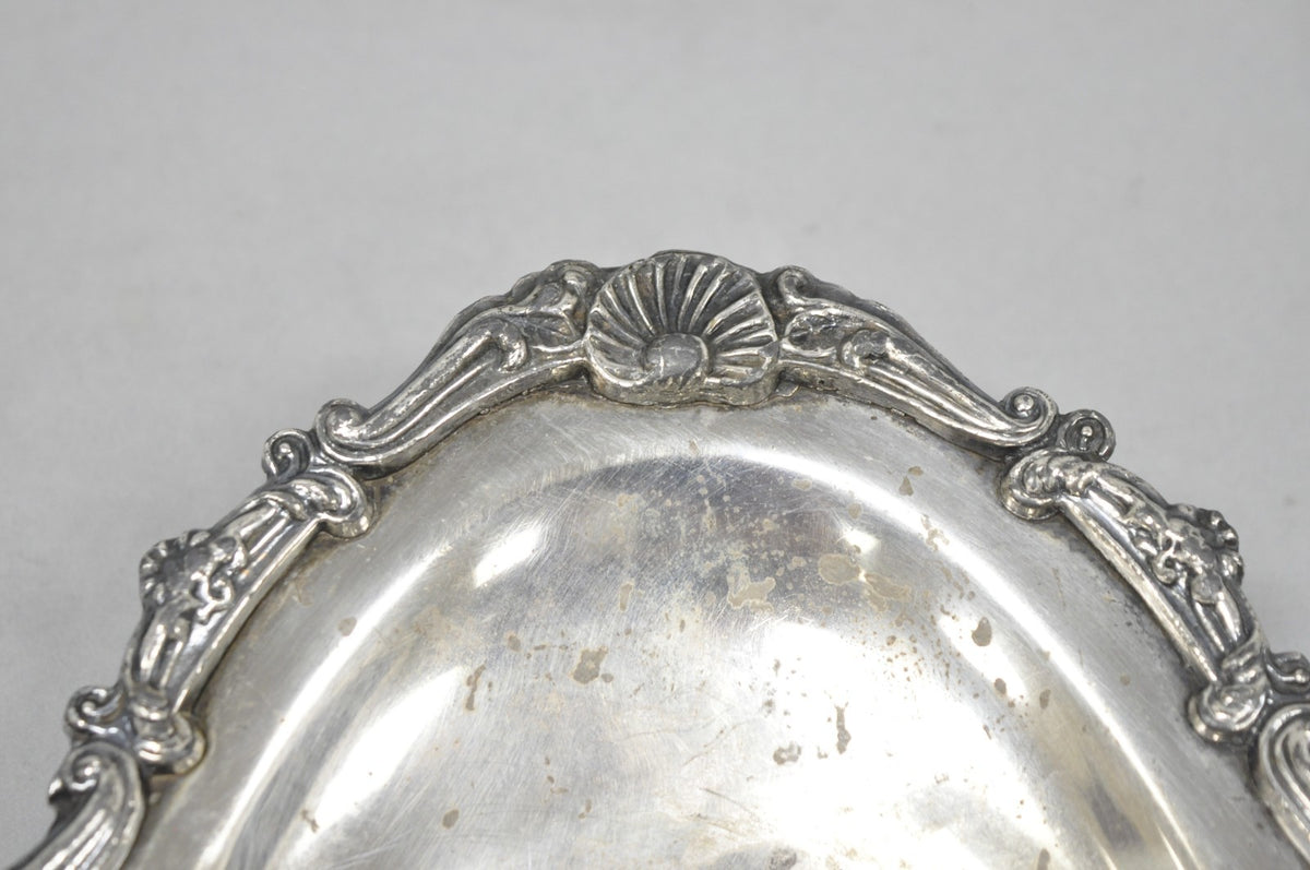 Vintage Victorian Style Silver Plated Oval 13.5" Trinket Serving Dish (A)