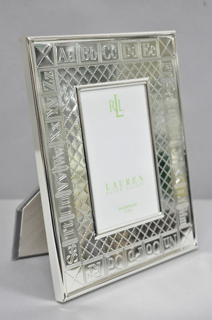 Ralph Lauren Silver Plated 4x6 Picture Frame MacKenzie Quilt Alphabet Motif NIB