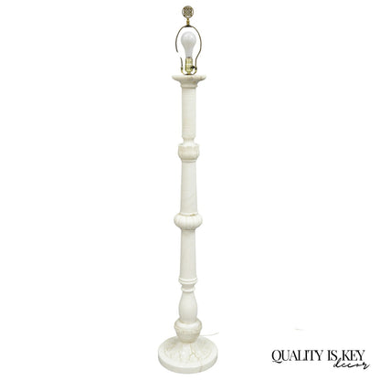 Vintage Italian Classical Carved Solid Marble Column Pole Floor Lamp