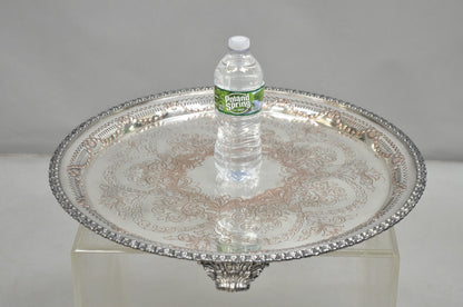 W.K. Cowan & Co 20" Round English Edwardian Silver Plated Footed Salver Tray