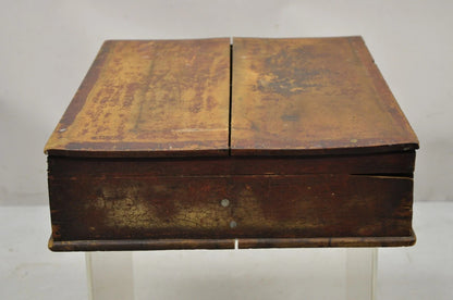 Antique American Primitive Wooden Distressed Paint Crafts Organizer Parts Box
