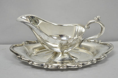 Vintage FB Rogers Silver Plated Victorian Gravy Sauce Boat w/ Attached Dish