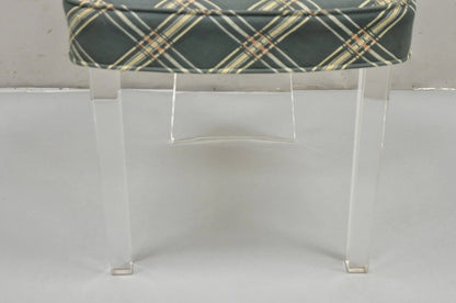 Vintage Hill Mid Century Modern Lucite Oval Back Upholstered Vanity Side Chair