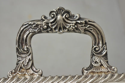 Ornate English Victorian Twin Handle Heavy Silver Plate Platter Tray