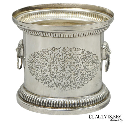 Vintage English Regency Silver Plated Small Lion Head Oval Desk Biscuit Barrel