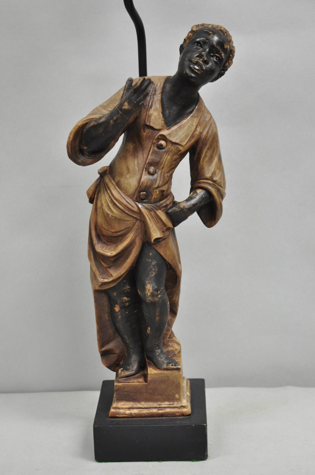 Vintage Egyptian Moorish Style Resin Blackamoor Sculpture Figure Table Lamp