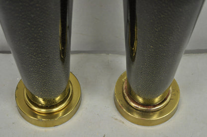Vintage Mid Century Modern Black Glass w/ Gold Speckles Urn Table Lamps - a Pair
