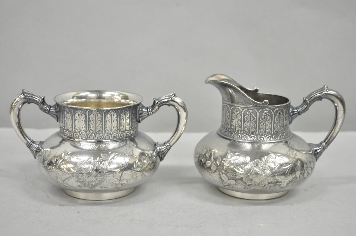Antique James W Tufts 1948 Silver Plated Art Nouveau Tea Set - 5 Pc Set