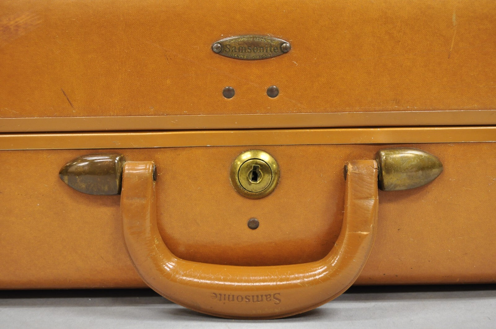 Vintage Samsonite Art Deco Brown Leather Hardcase 21" Suitcase Luggage Bag