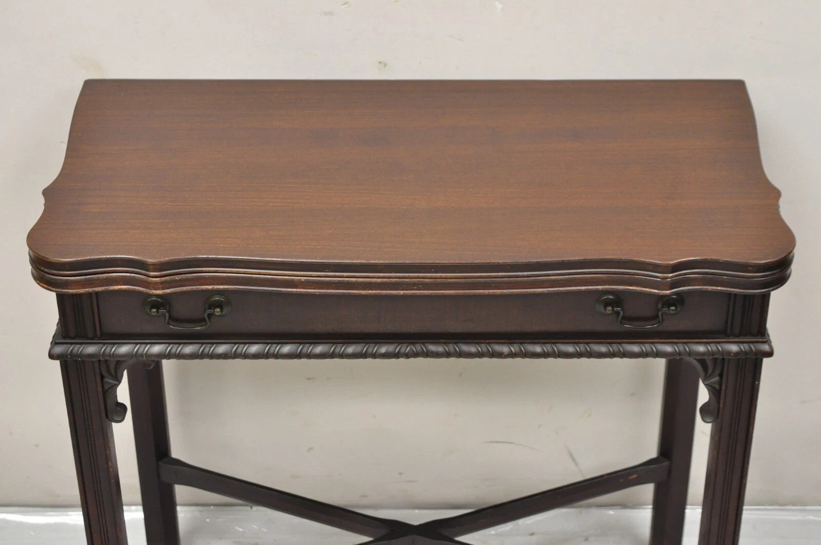 Antique Georgian Chippendale Mahogany Convertible Flip Top Console Game Table