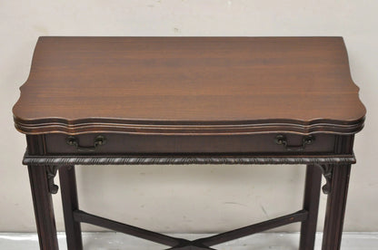 Antique Georgian Chippendale Mahogany Convertible Flip Top Console Game Table