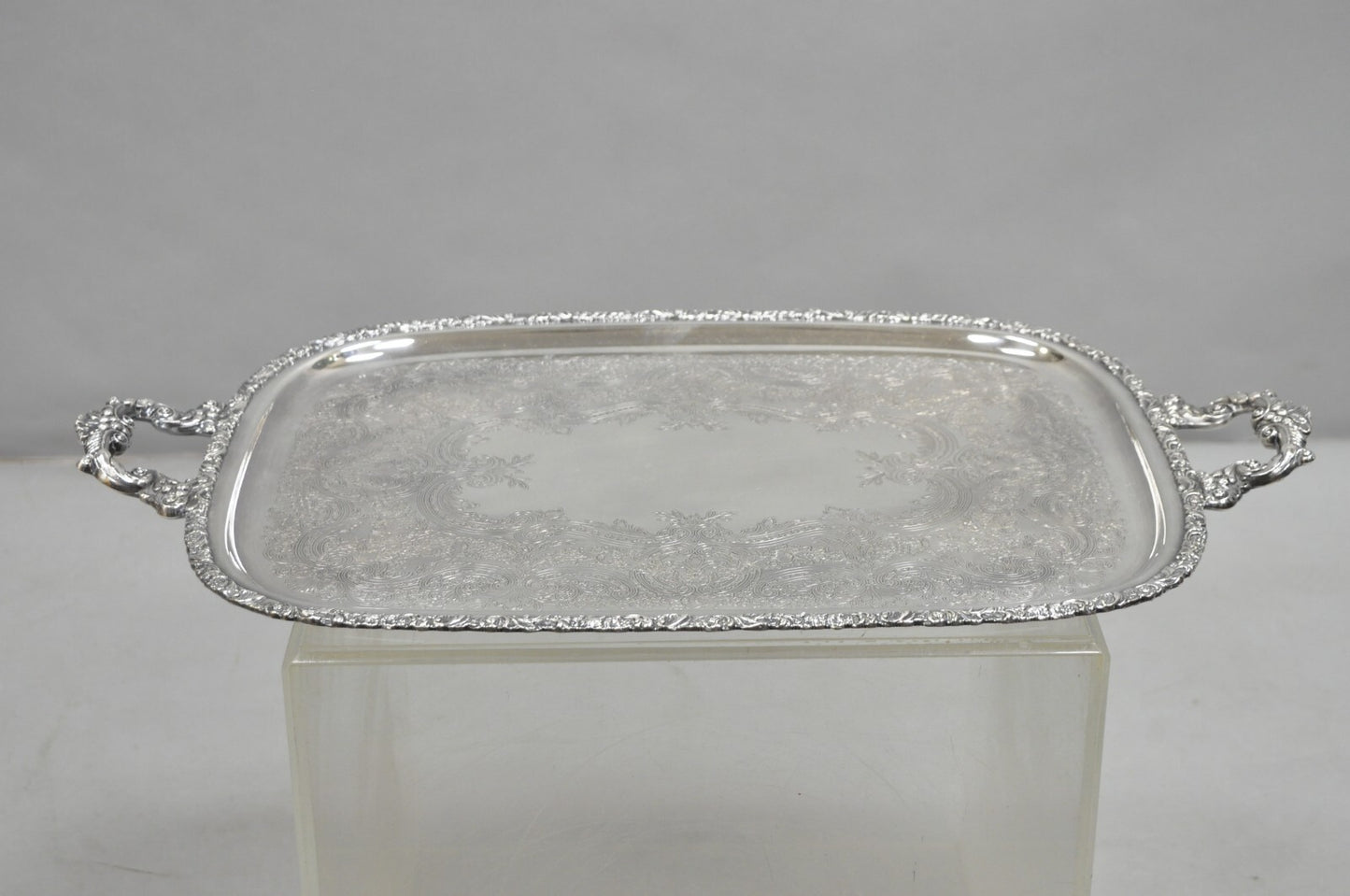 Vintage Victorian International Silver Co Silver Plated Bar Serving Platter Tray