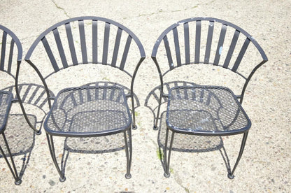 Modern Woodard Pinecrest Style Wrought Iron Garden Patio Dining Chair - Set of 4