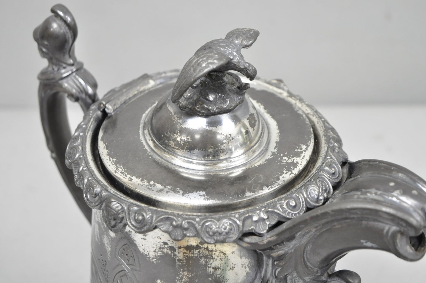 Antique American Victorian E. Kaufmann Figural Coffee Pot Water Pitcher w/ Eagle