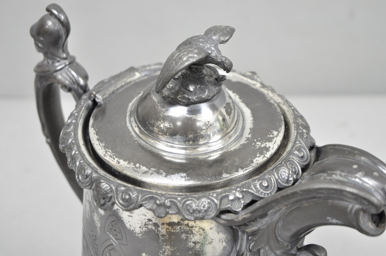 Antique American Victorian E. Kaufmann Figural Coffee Pot Water Pitcher w/ Eagle