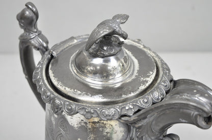 Antique American Victorian E. Kaufmann Figural Coffee Pot Water Pitcher w/ Eagle