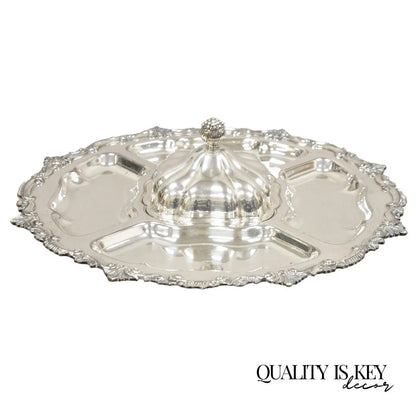 Vintage English Victorian Silver Plated Revolving Vegetable Serving Platter Tray