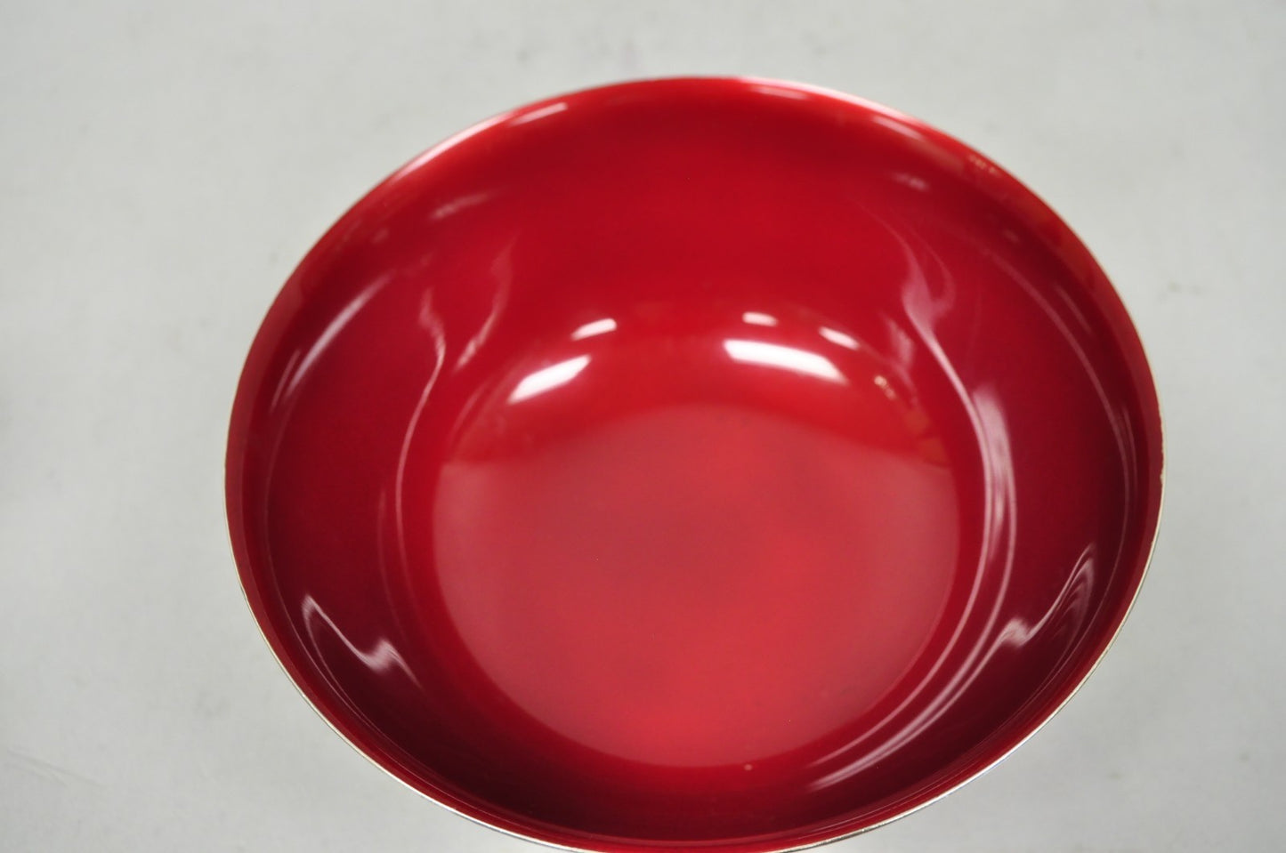 Vintage Mid Century Modern Reed & Barton 104 Silver Plated Red Enamel Bowl