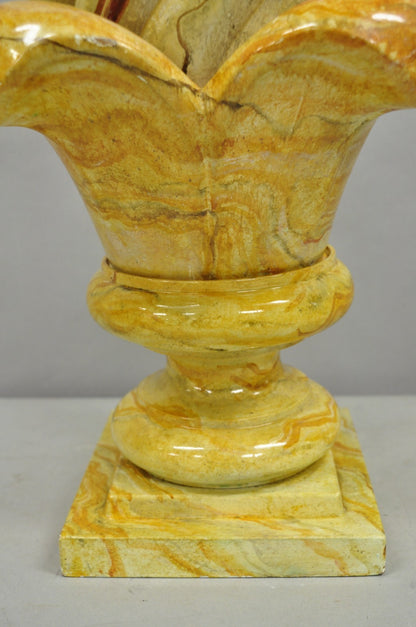 Vintage Hollywood Regency Faux Marble Orange Lacquered Wood Artichoke Table Lamp
