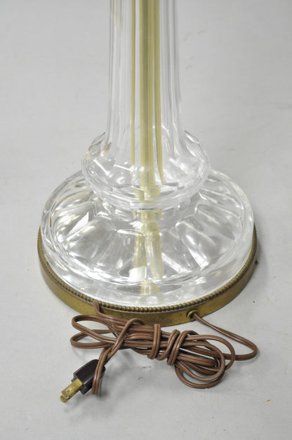 Antique Warren Kessler French Empire Crystal Glass Corinthian Column Table Lamp