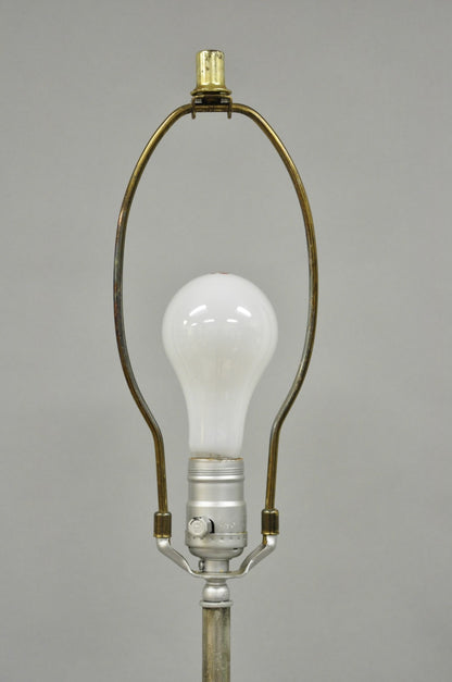 Vintage Brutalist Silver Gold Leaf Sculptural Ceramic Large Abstract Table Lamp