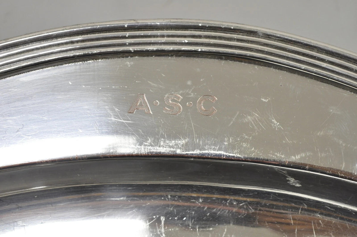 Vintage English Sheffield Meat Cutlery Serving Platter Tray "ASC" Monogram