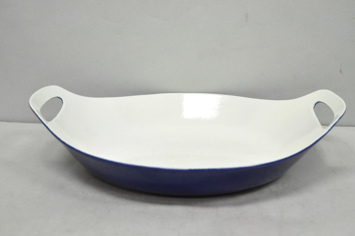 Vintage Michael Lax Copco Denmark Modern Blue Enamel Cast Iron Paella Dish Pan
