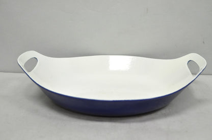 Vintage Michael Lax Copco Denmark Modern Blue Enamel Cast Iron Paella Dish Pan