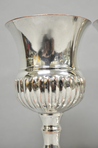 Vintage English Georgian Style Silver Plated Wine Goblet Cup Barware - a Pair