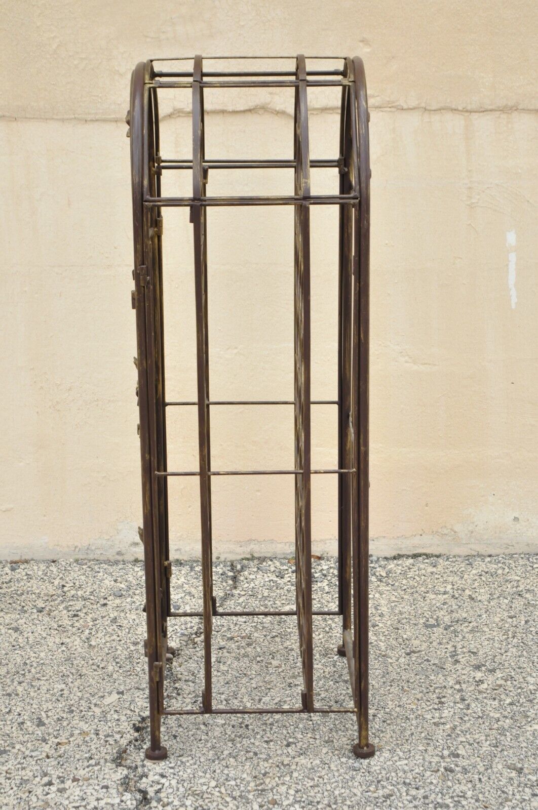 Wrought Iron 37 Wine Bottle Slot Holder Stand with Door Victorian Style