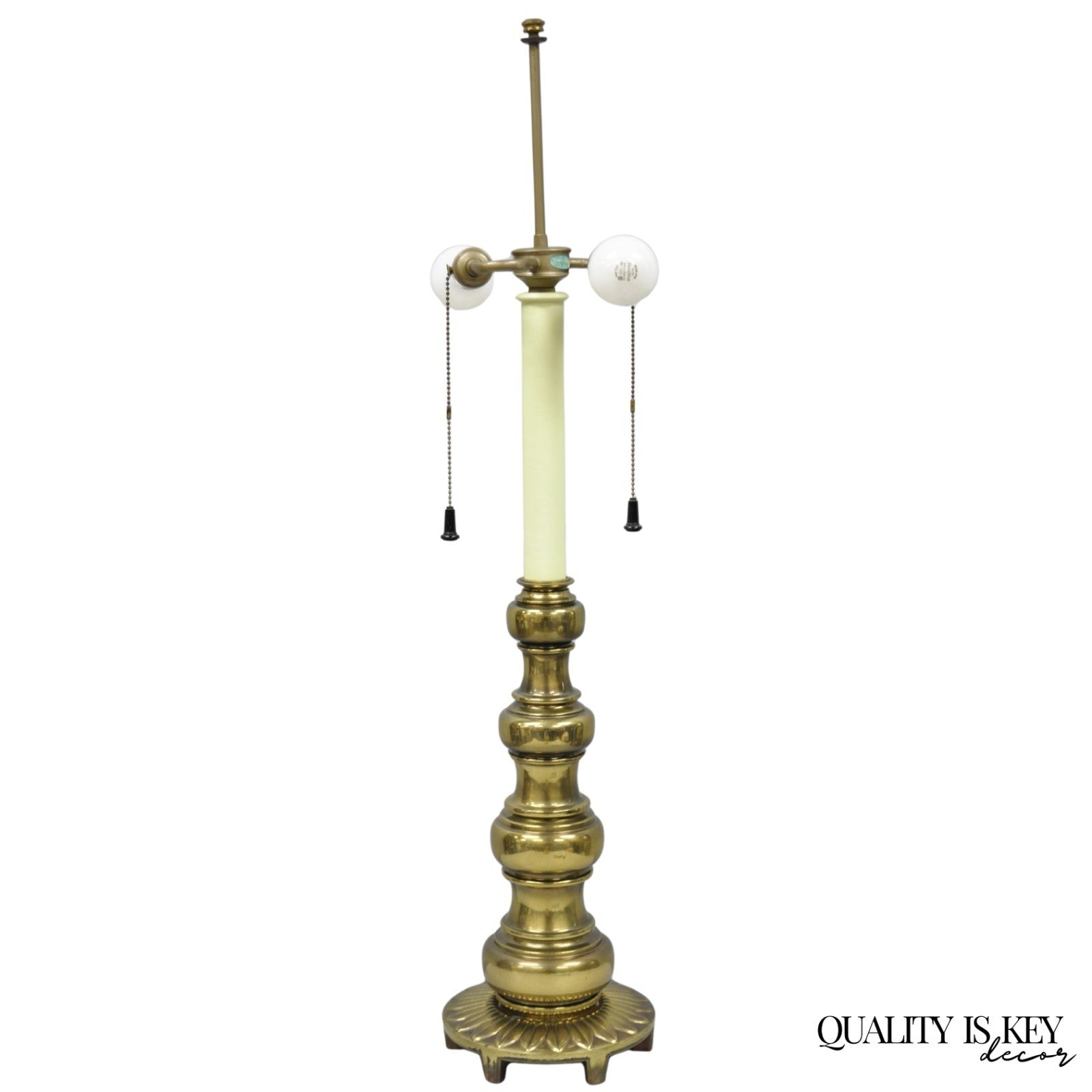 Vintage Stiffel Hollywood Regency Tall Brass Candlestick Column Table Lamp