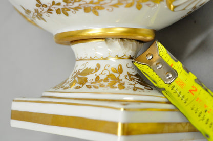 Antique Limoges French Regency White & Gold Porcelain Swan Urn Vase Cachepot