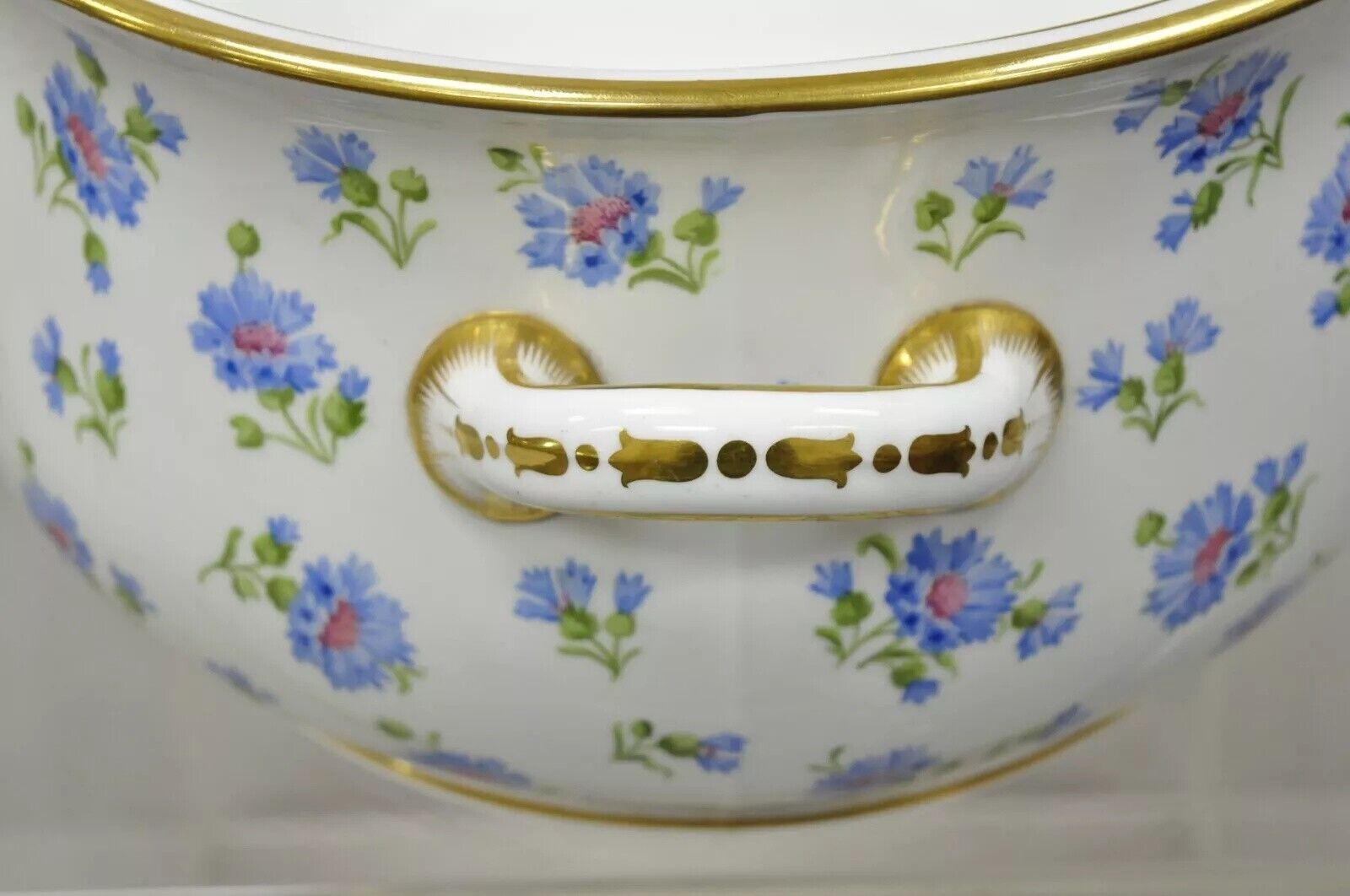 Antique English A.B. Daniell and Son Blue Flower  20" Porcelain Foot Bath Basin