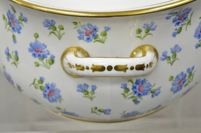 Antique English A.B. Daniell and Son Blue Flower  20" Porcelain Foot Bath Basin