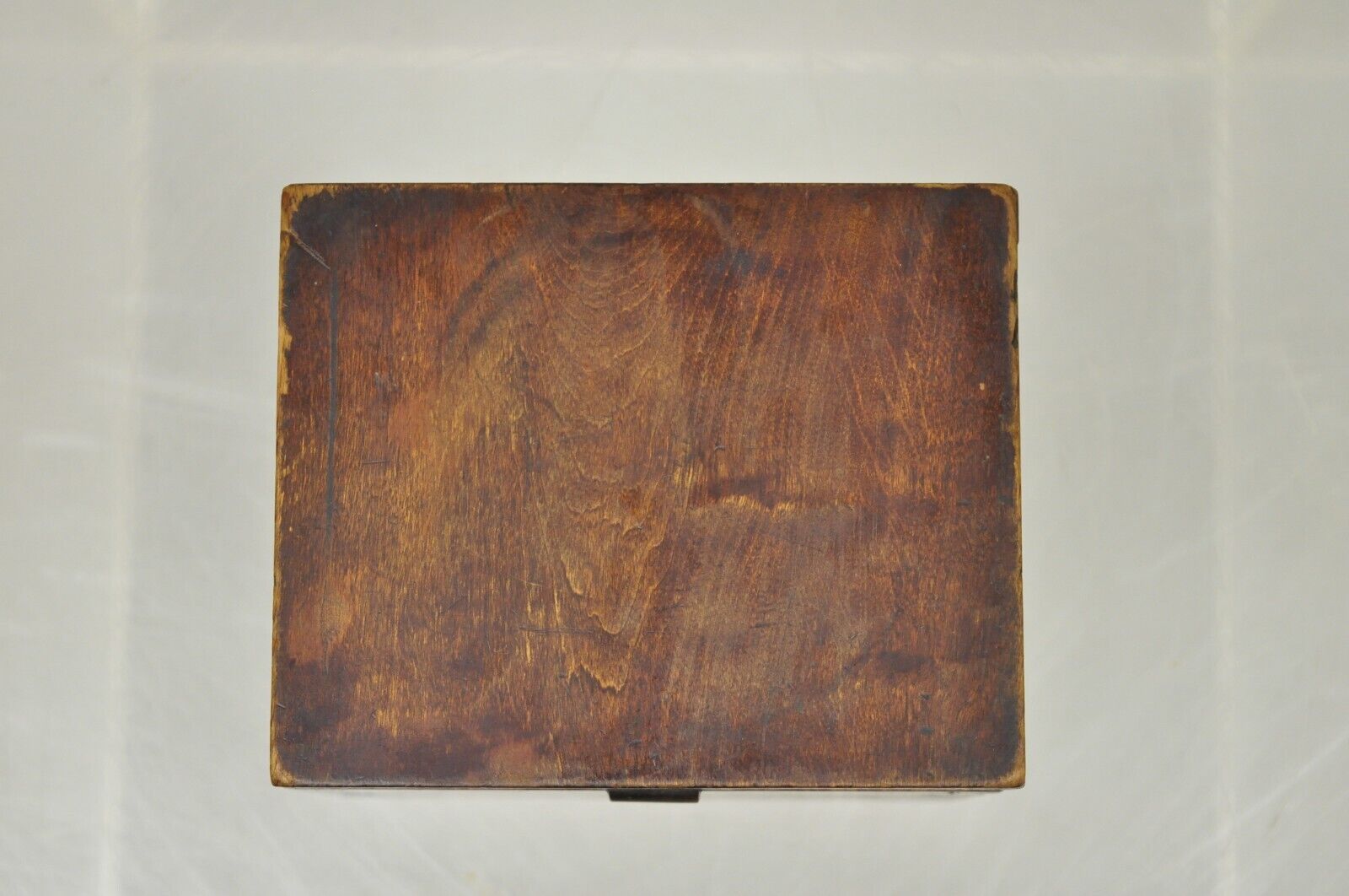 Antique English Walnut Tea Caddy Small Desk Box Victorian with Dovetail