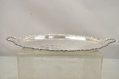 Vintage Alpacca Victorian Silver Plated (2) Handle Oval Serving Platter Bar Tray