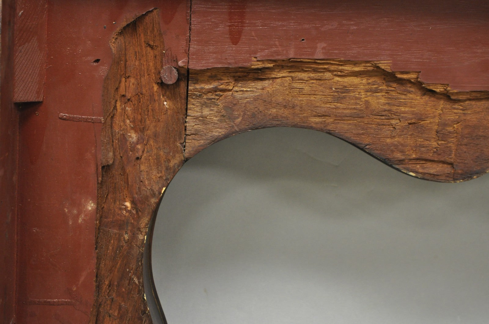 Antique Italian Provincial Carved Serpentine Scalloped Walnut Fireplace Mantel