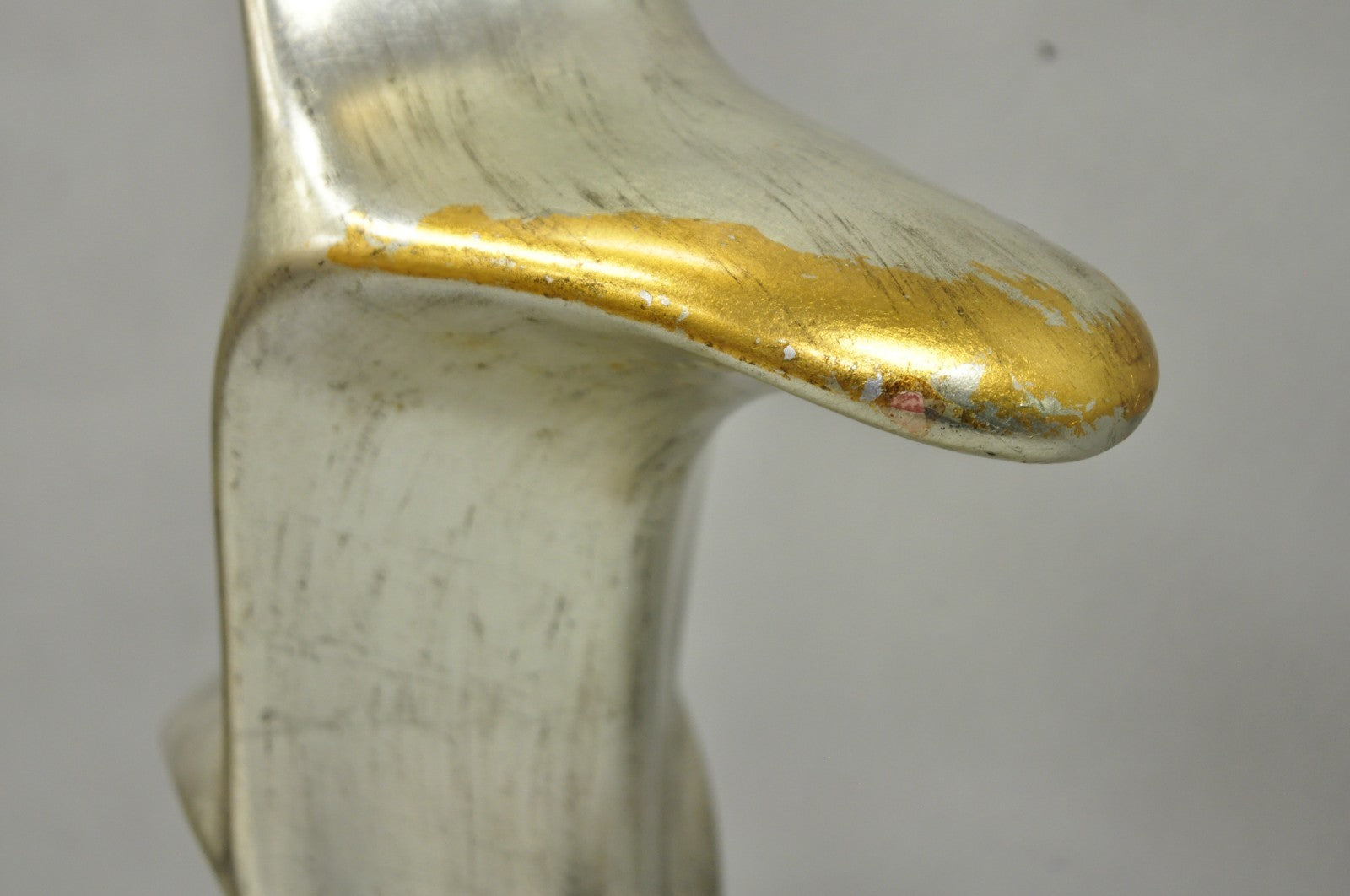Vintage Brutalist Silver Gold Leaf Sculptural Ceramic Large Abstract Table Lamp