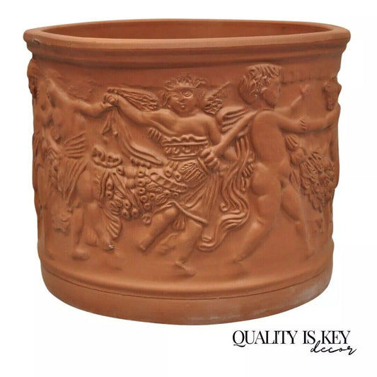 Large Italian Bitossi Red Terracotta Cherub Putti Garden Planter Flower Pot