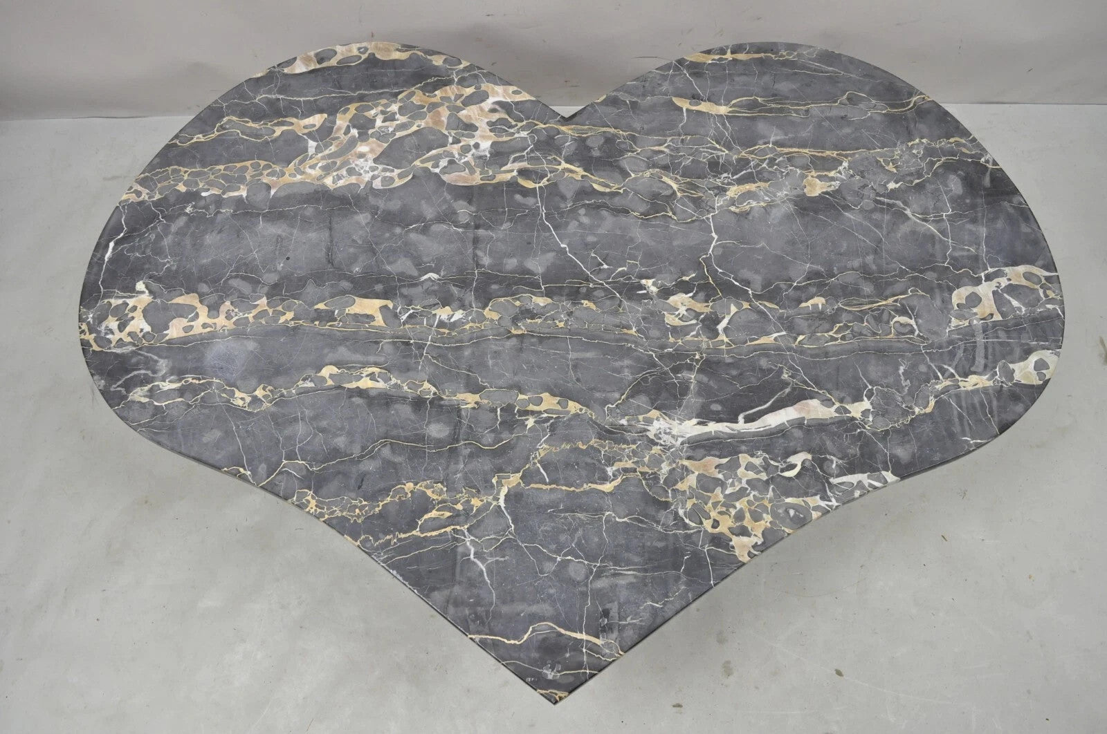 Vintage Custom Heart Shaped Italian Marble Top Hollywood Regency Coffee Table