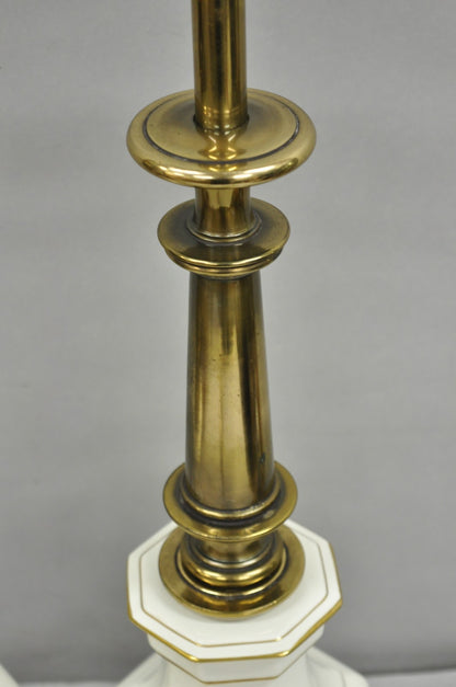 Vintage Stiffel Empire Style Burnished Brass & Porcelain Table Lamps (C) - Pair