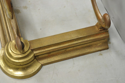 Antique Victorian Art Nouveau Patinated Brass Scrolling 51" Fireplace Fender
