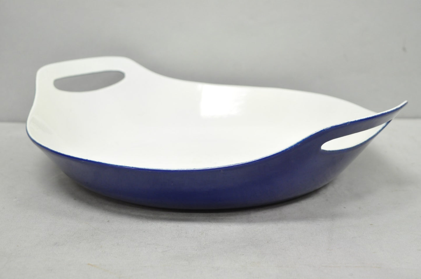 Vintage Michael Lax Copco Denmark Modern Blue Enamel Cast Iron Paella Dish Pan
