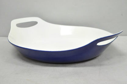 Vintage Michael Lax Copco Denmark Modern Blue Enamel Cast Iron Paella Dish Pan