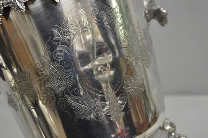 Antique English Victorian Wolf Handle Silver Plated Champagne Chiller Ice Bucket