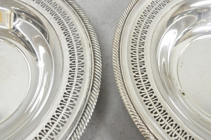Vintage WM Rogers 835 Silver Plated Round Collection Plate Serving Dish - a Pair