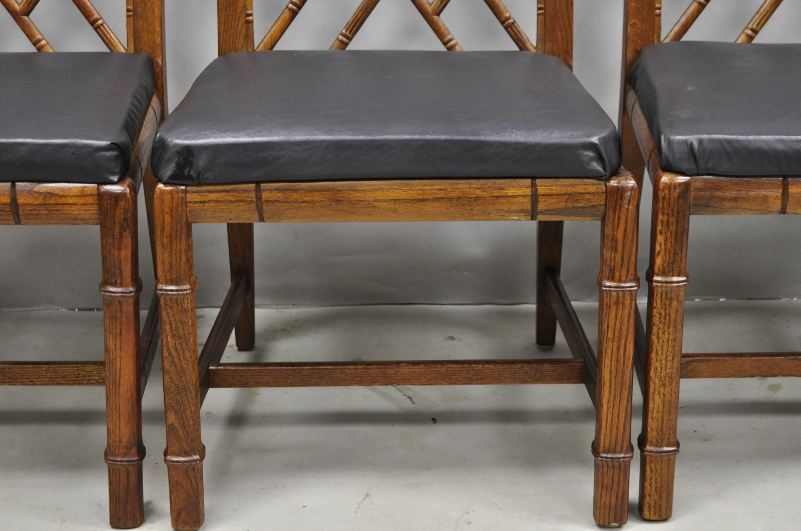 Vintage Hollywood Regency Faux Bamboo Lattice Dining Chair by Century - Set of 4