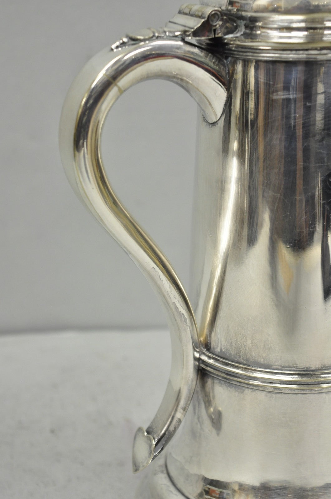 Antique English Regency Silver Plated Flagon Pitcher w/ Heart Handle