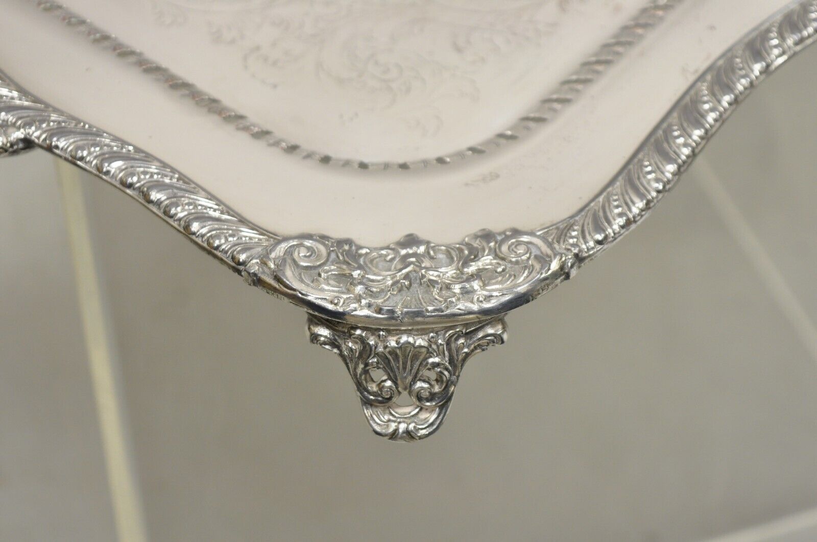Vintage Victorian Style Silver Plated Twin Handle Ornate 26" Platter Tray