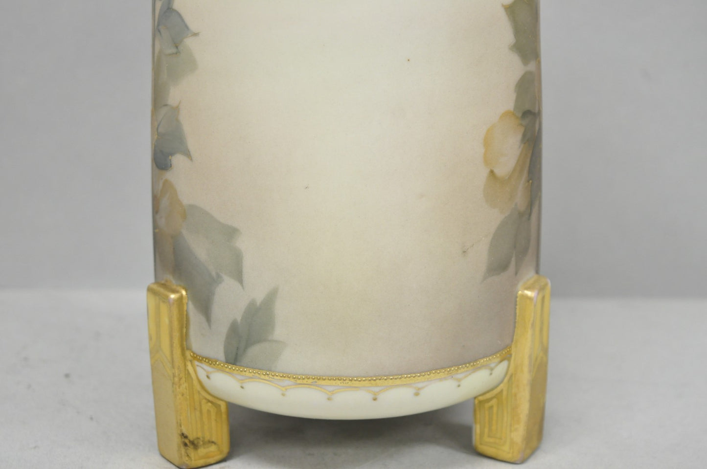 Antique Nippon Noritake Hand Painted Art Nouveau Porcelain Footed Round Vase